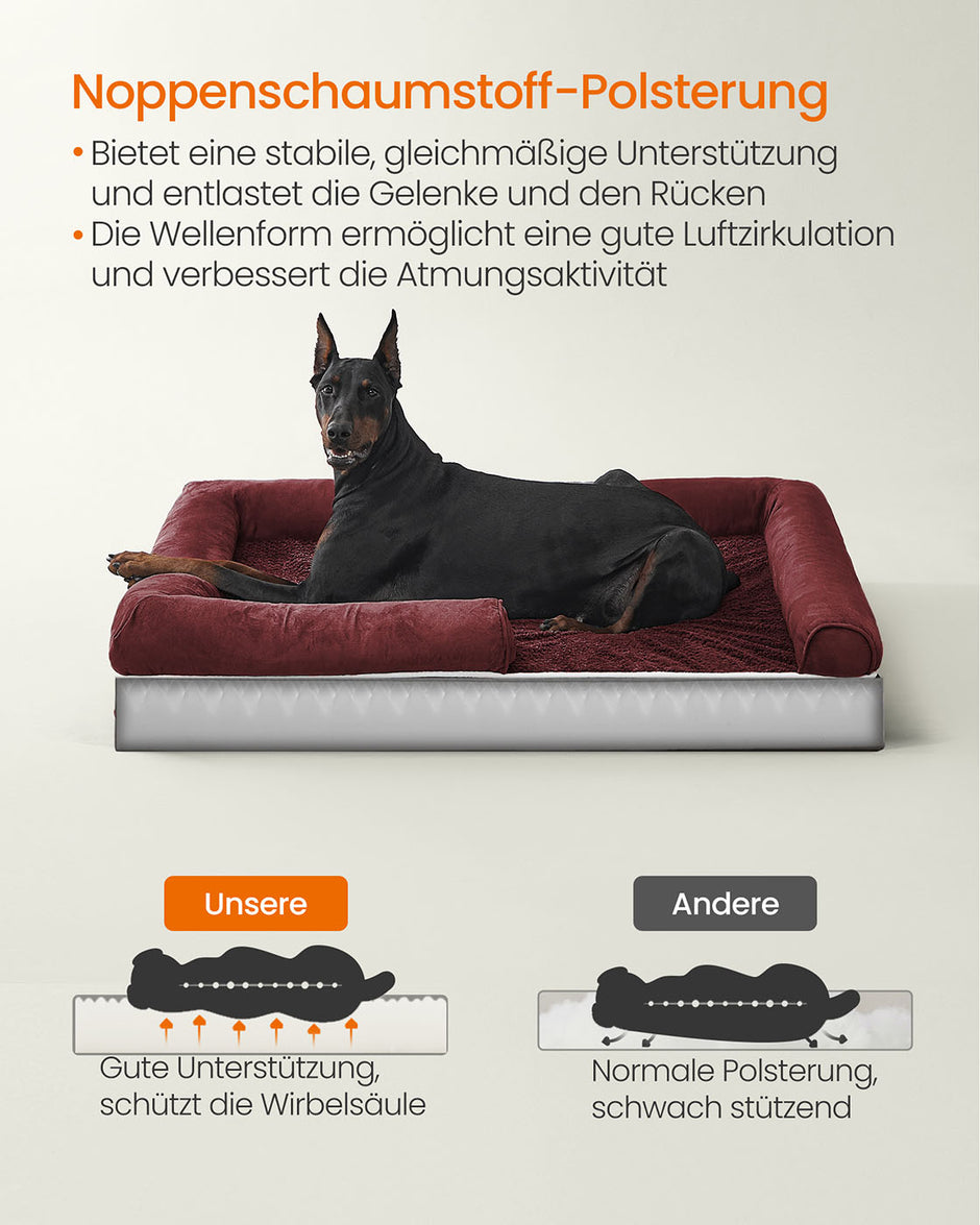 Orthopedisch hondenbed – Uitneembaar kussen – Bessenrood
