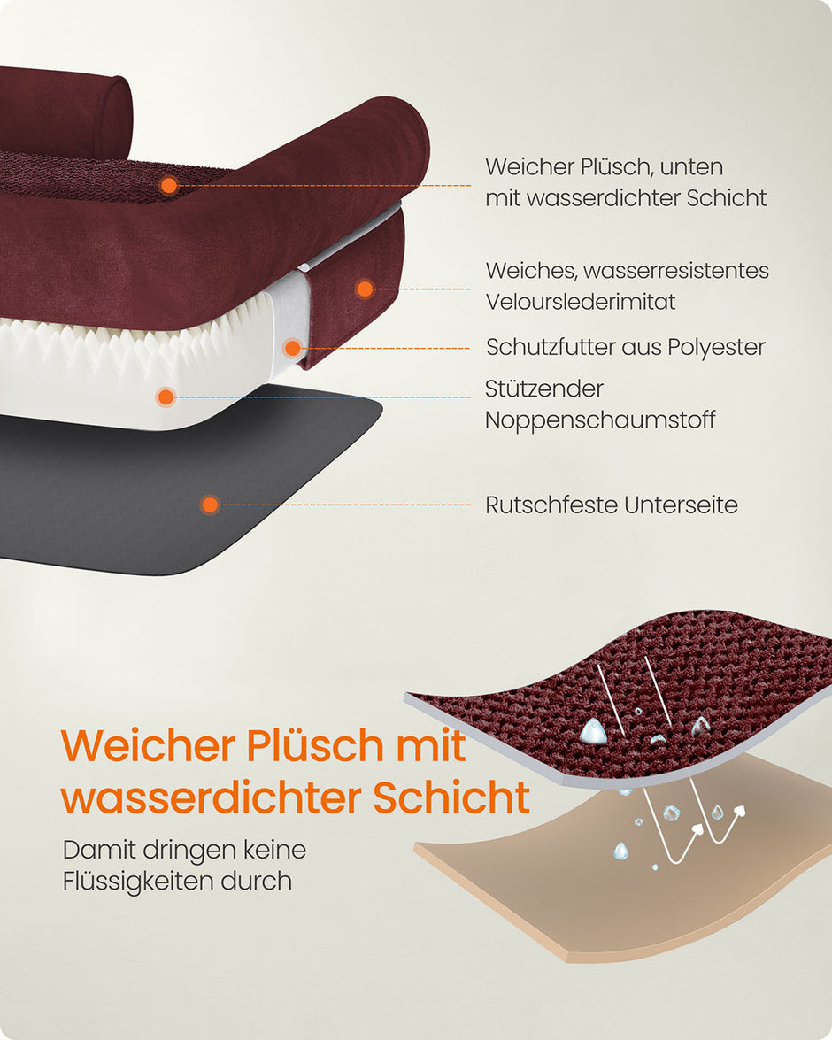 Orthopedisch hondenbed – Uitneembaar kussen – Bessenrood