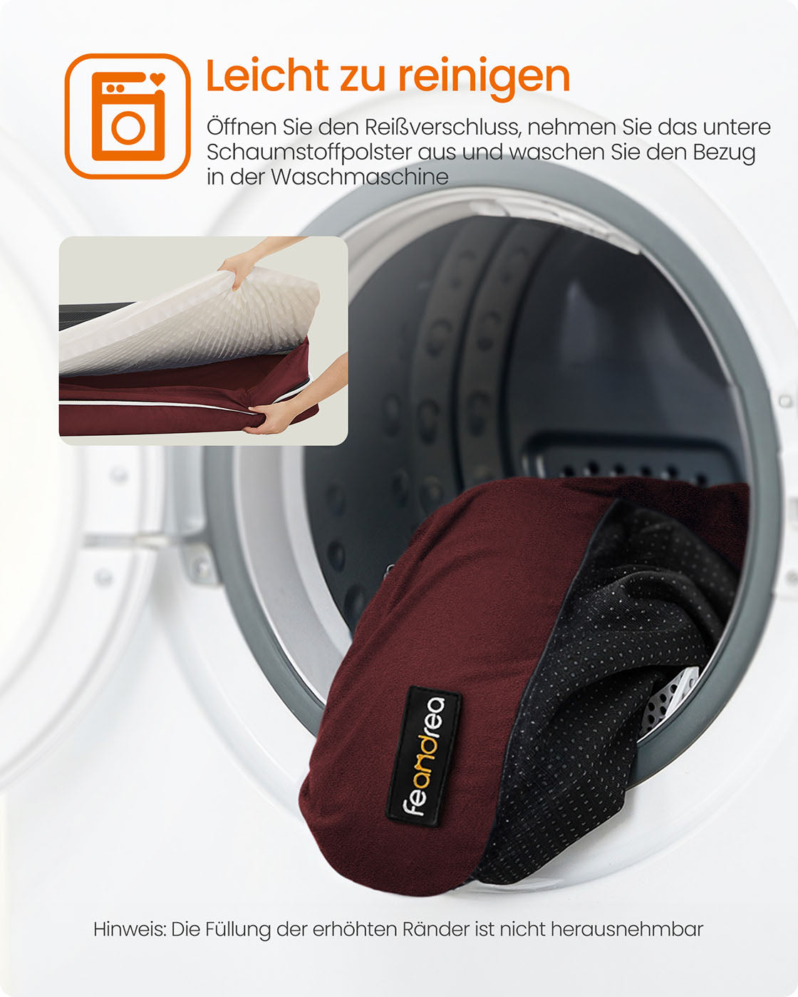 Orthopedisch hondenbed – Uitneembaar kussen – Bessenrood