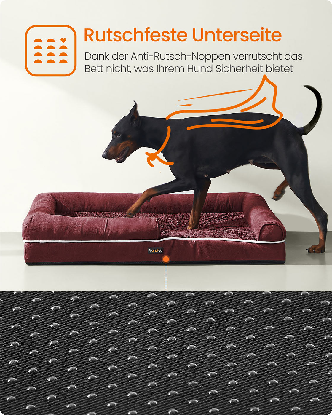 Orthopedisch hondenbed – Uitneembaar kussen – Bessenrood