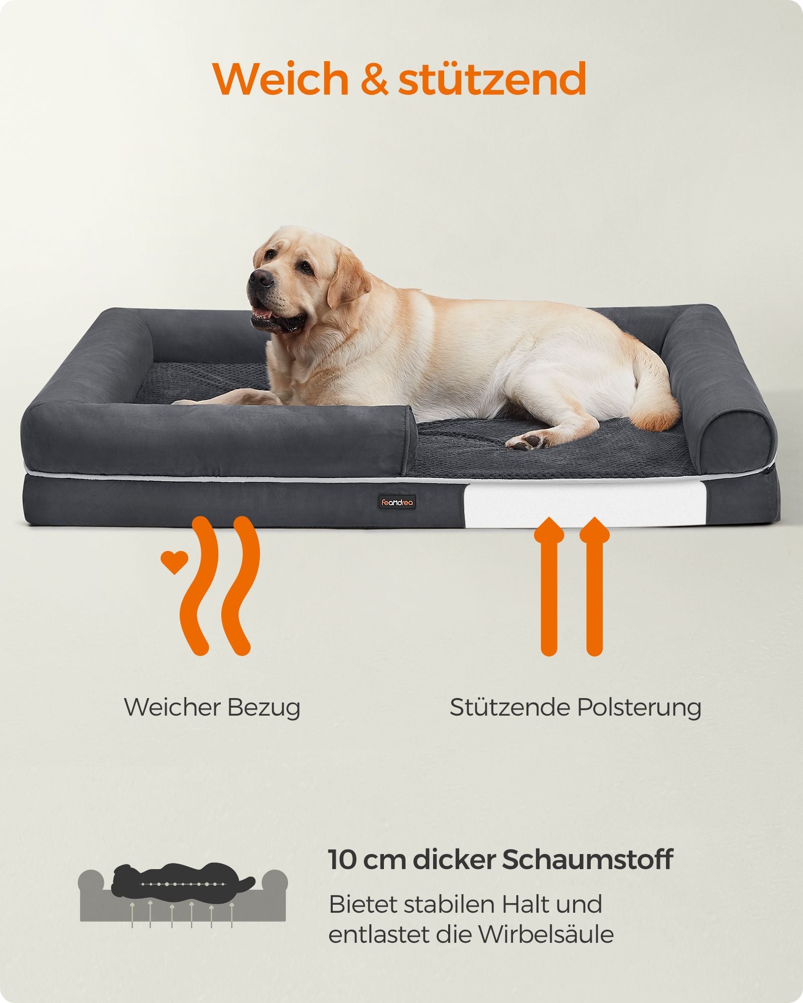 Orthopedisch hondenbed – zacht kussen – donkergrijs