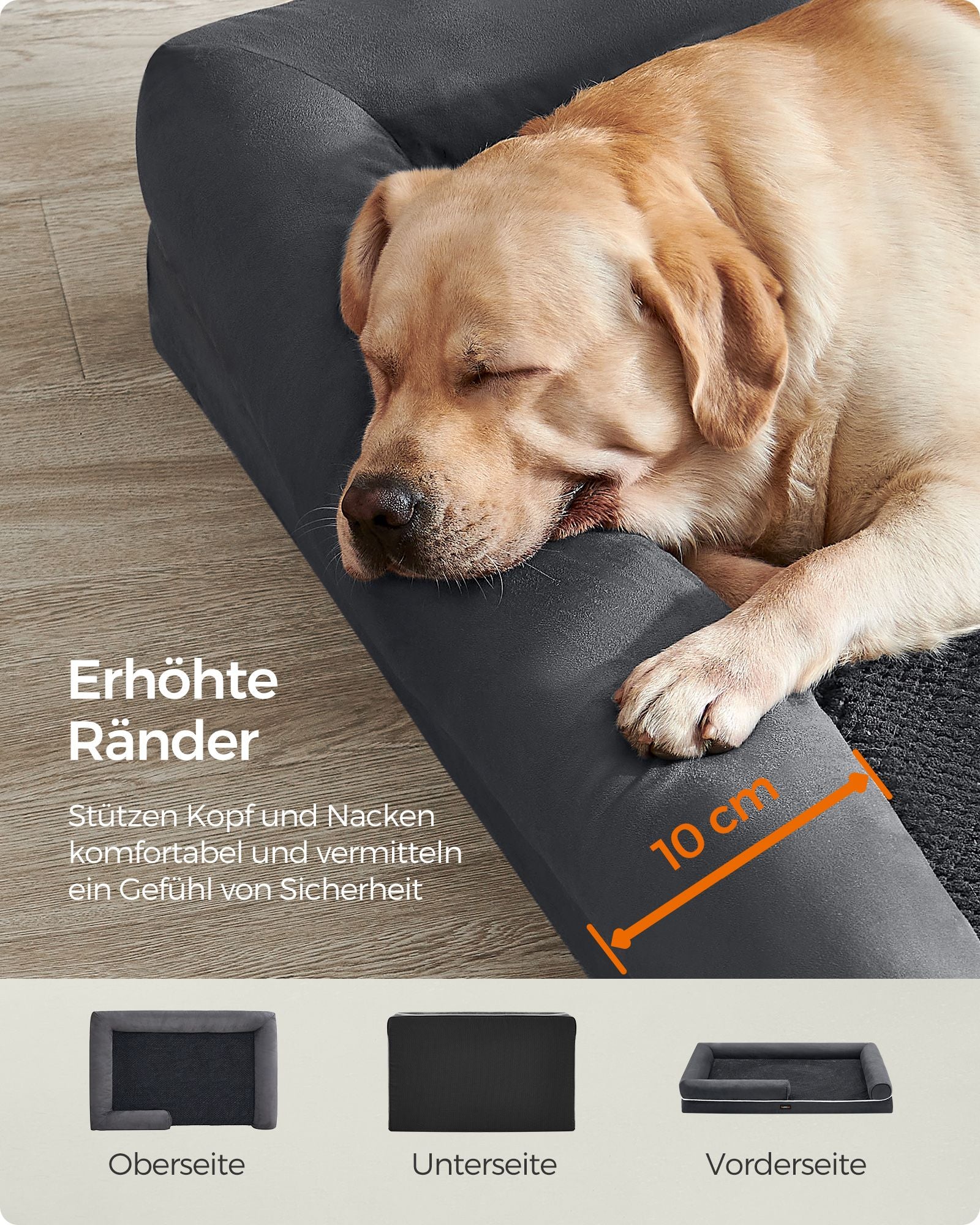 Orthopedisch hondenbed – zacht kussen – donkergrijs