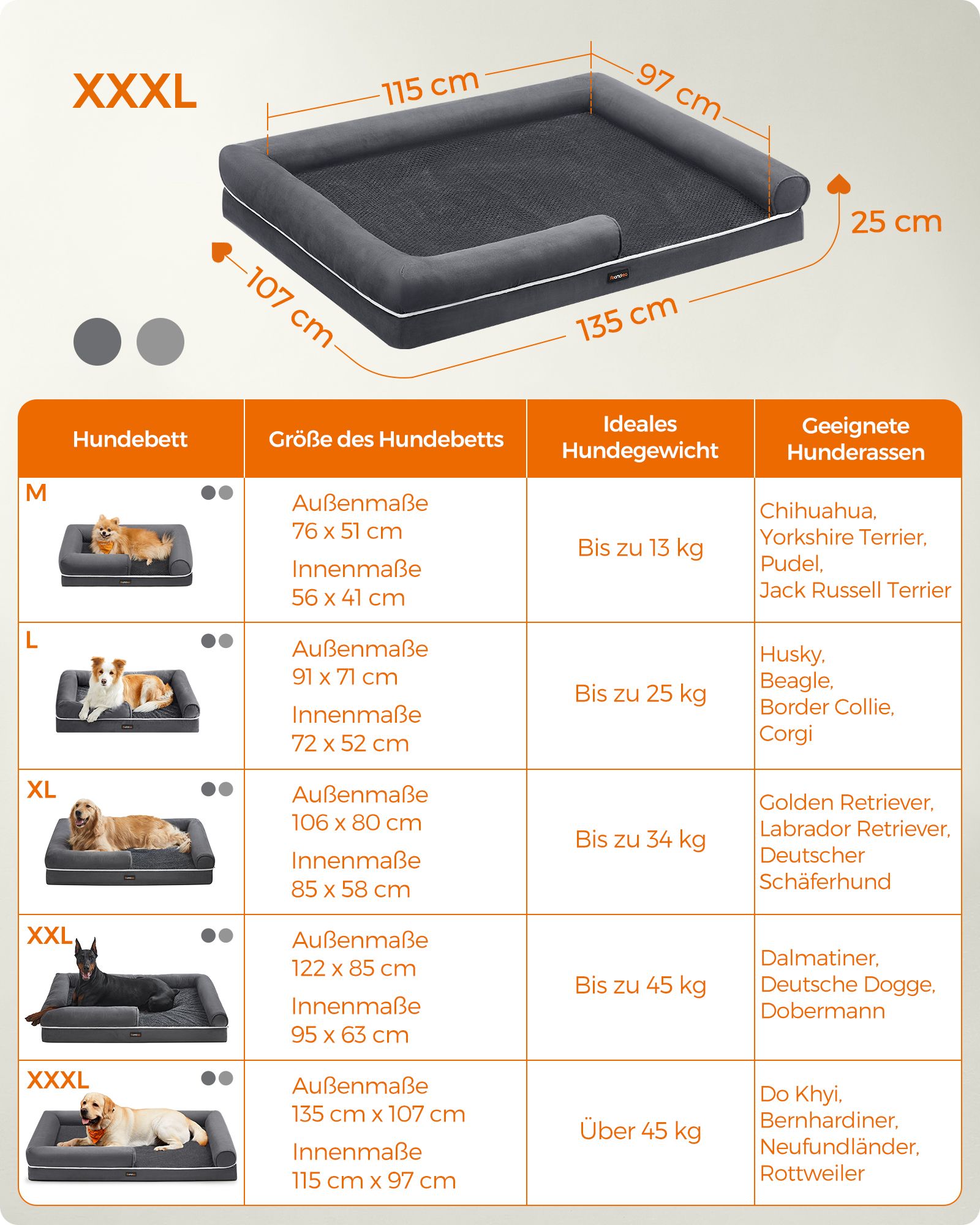 Orthopedisch hondenbed – zacht kussen – donkergrijs