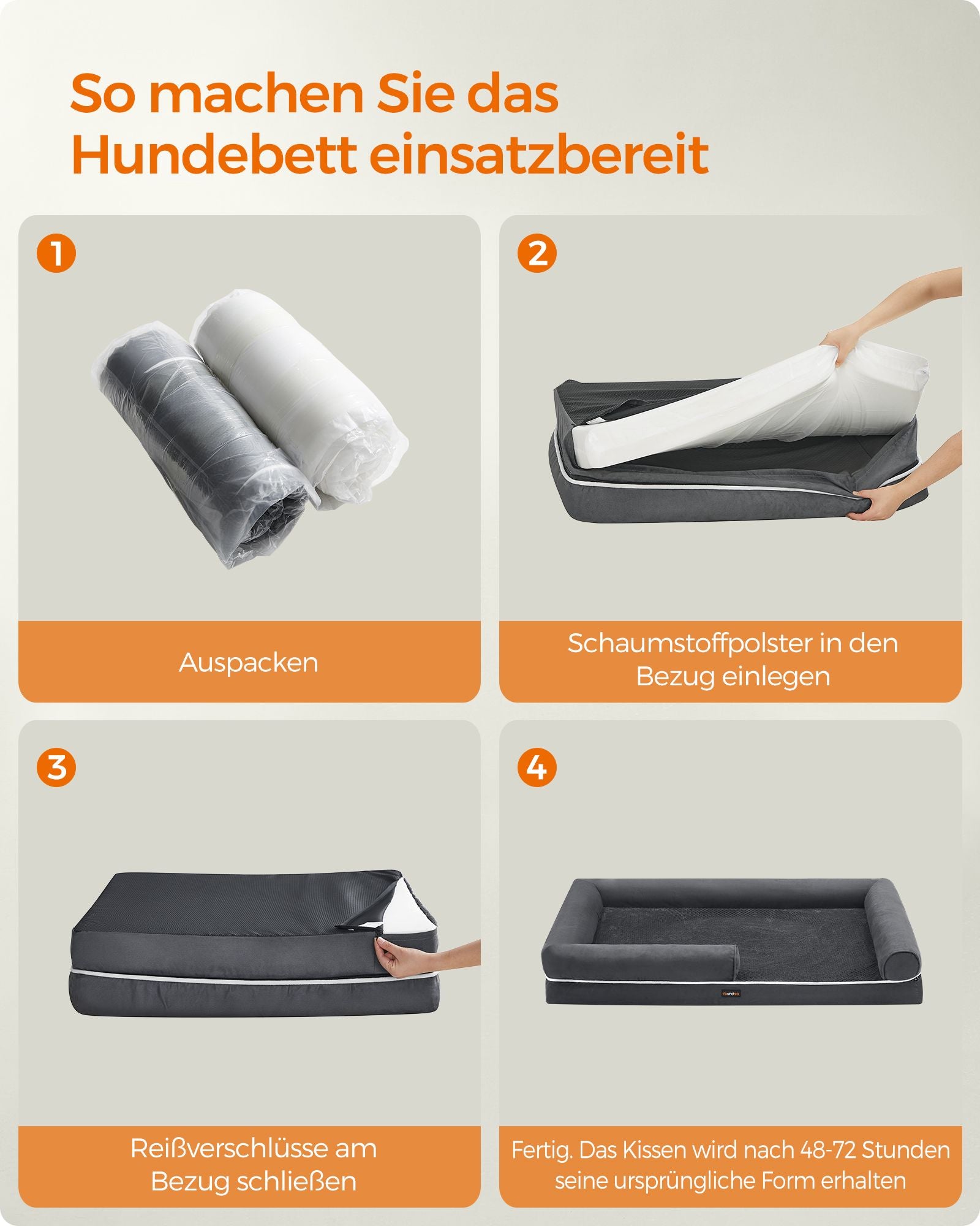 Orthopedisch hondenbed – zacht kussen – donkergrijs