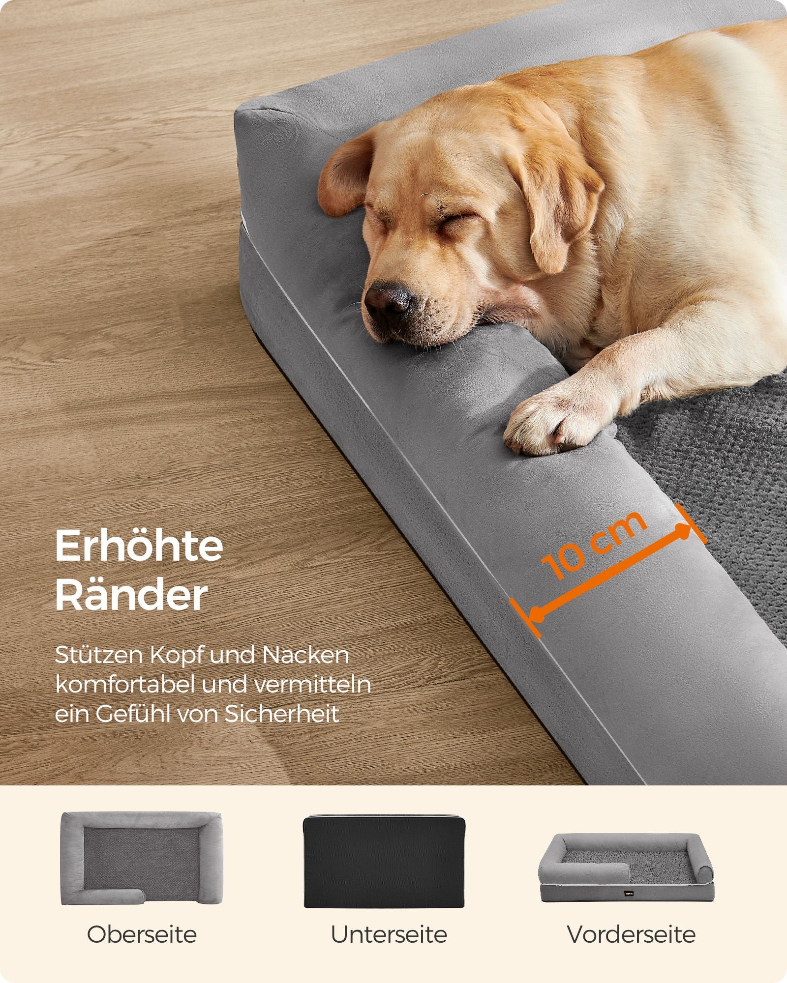 Orthopedisch hondenbed – zachte vulling – lichtgrijs