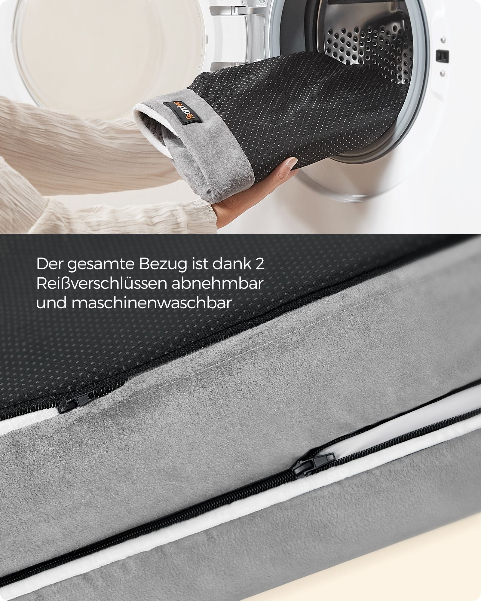 Orthopedisch hondenbed – zachte vulling – lichtgrijs