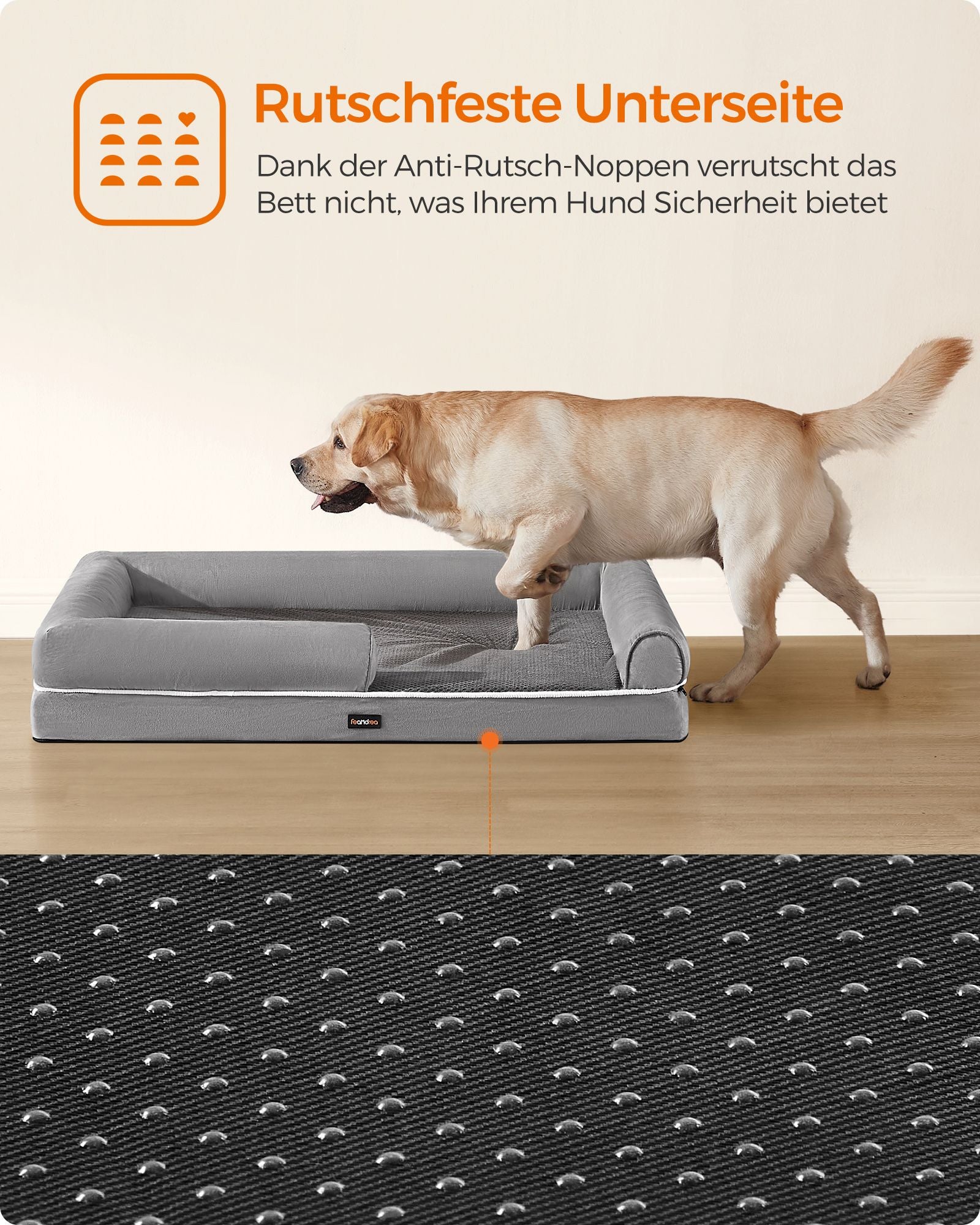 Orthopedisch hondenbed – zachte vulling – lichtgrijs