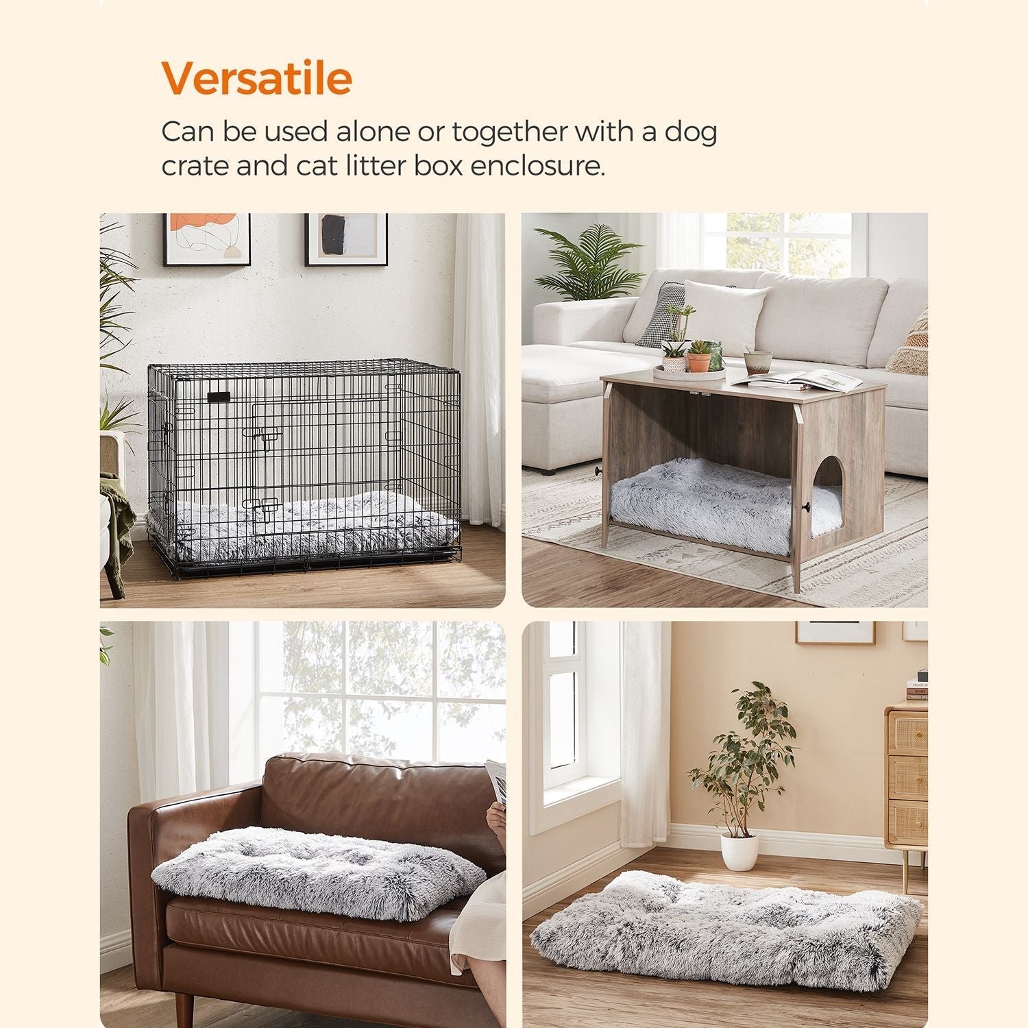 Hondenbed – Donzige hondenmat – 122 x 74 cm – Lichtgrijs