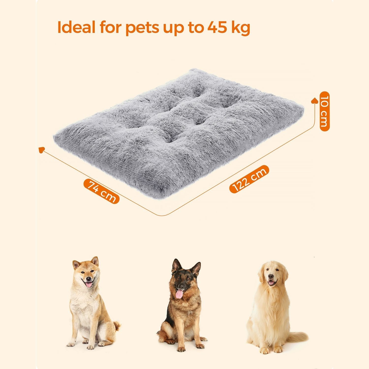 Hondenbed – Donzige hondenmat – 122 x 74 cm – Lichtgrijs