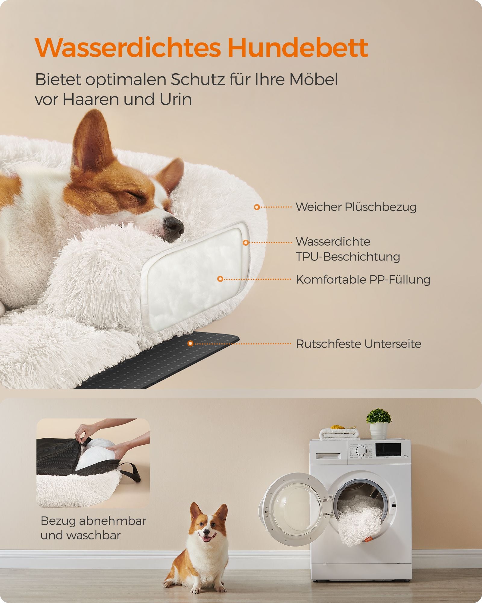 Hondenmand – warm & gezellig – 95 × 85 × 16 cm – wolkwit