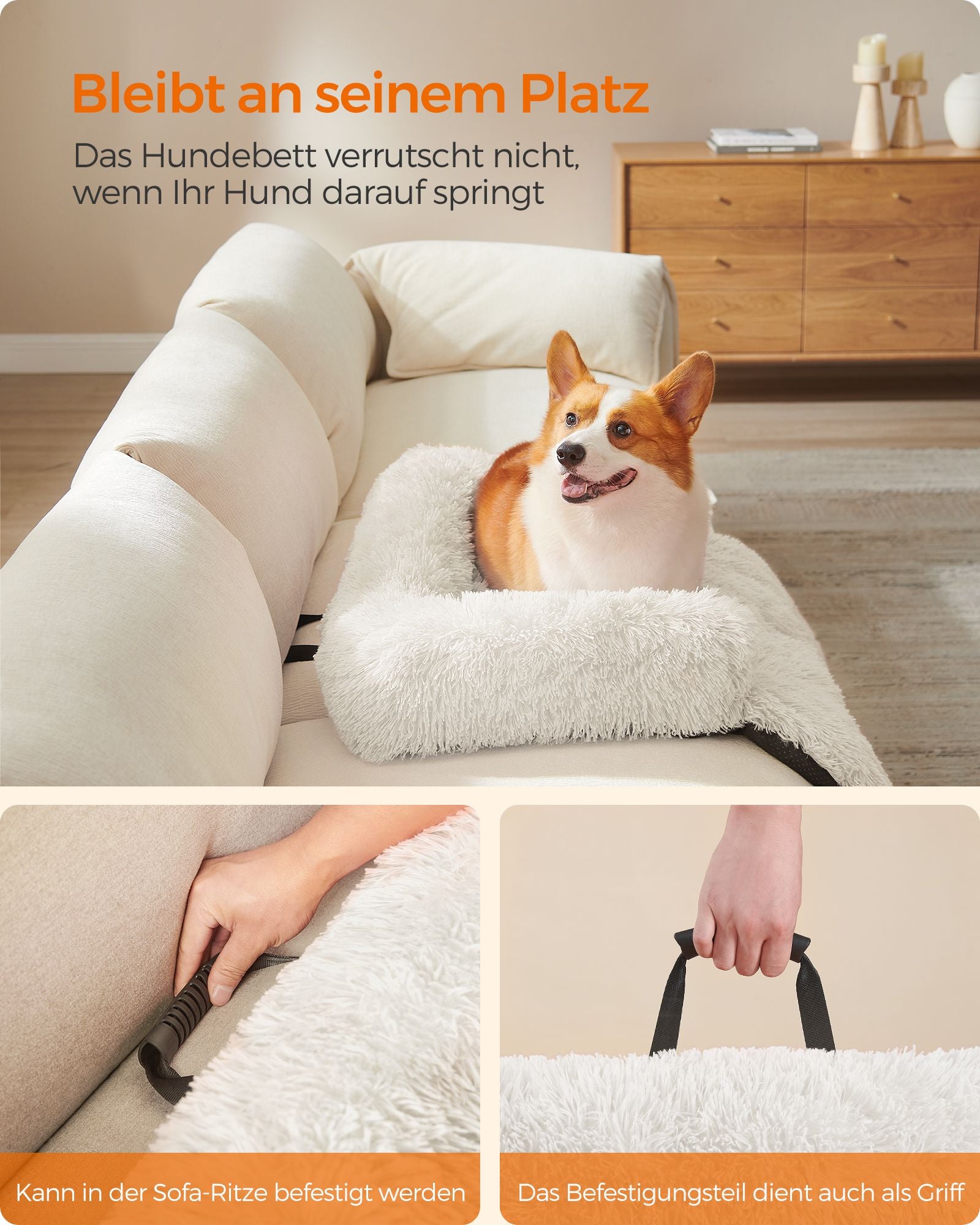 Hondenmand – warm & gezellig – 95 × 85 × 16 cm – wolkwit