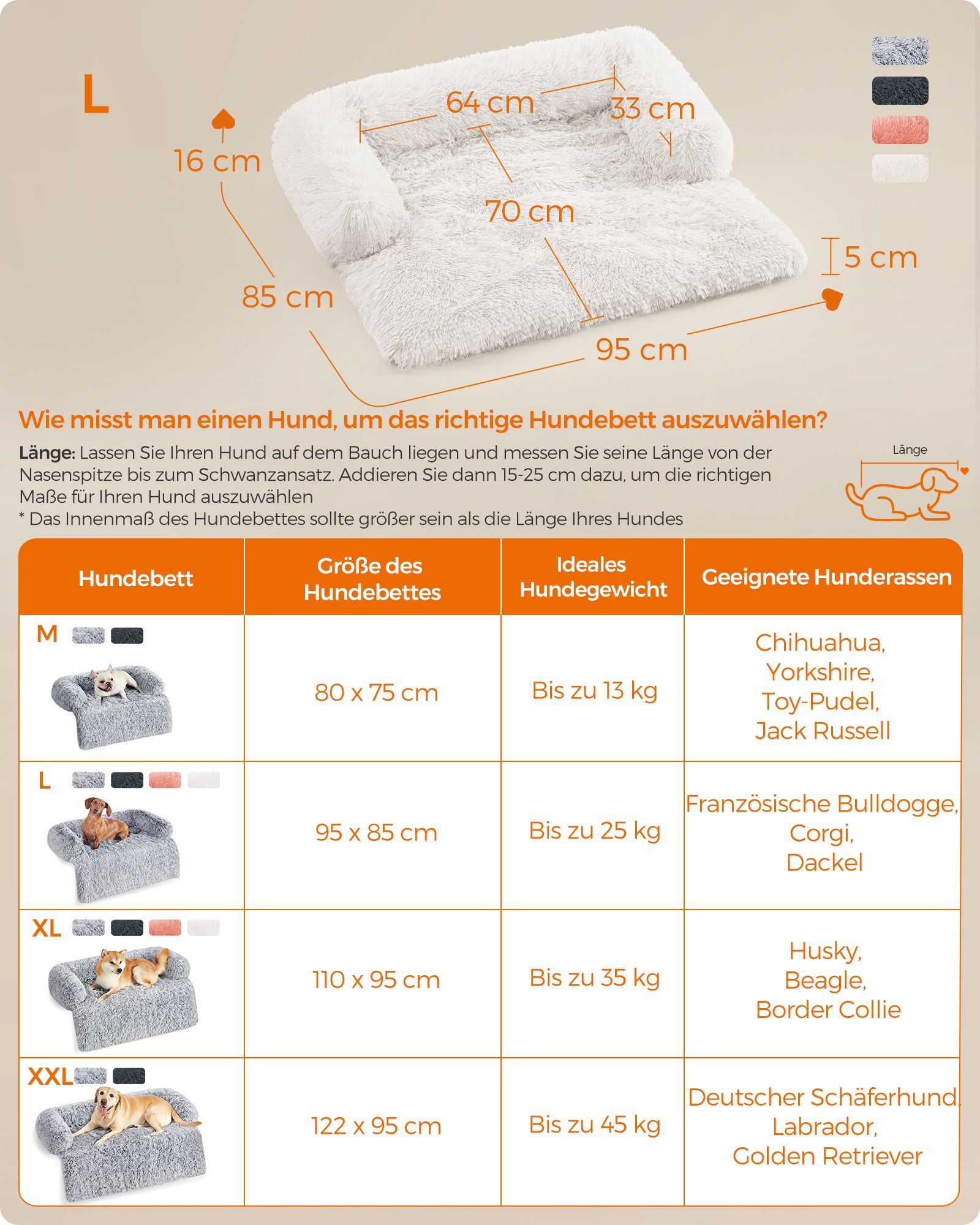 Hondenmand – warm & gezellig – 95 × 85 × 16 cm – wolkwit
