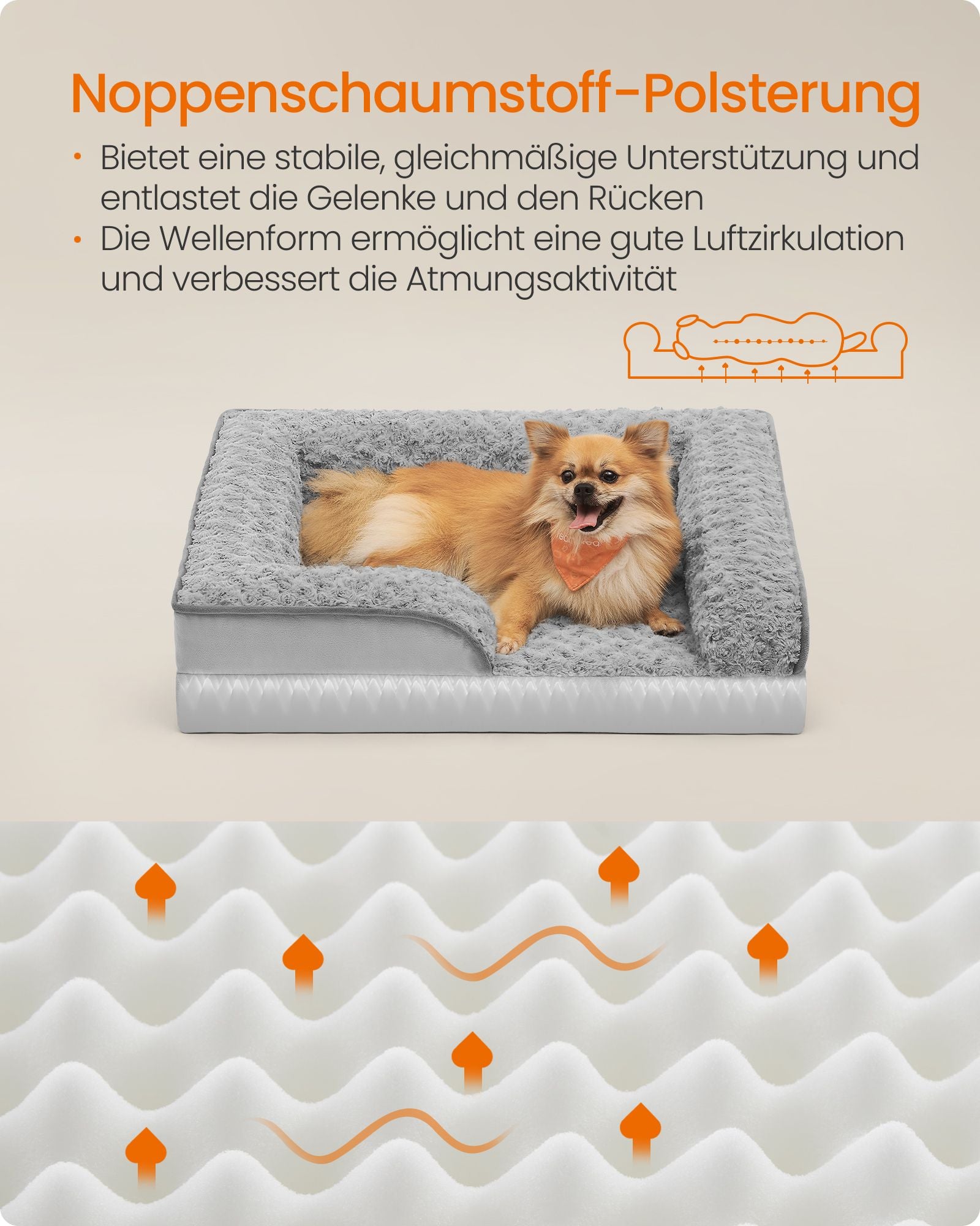 Orthopedisch Hondenbed – Pluche Hoes – Duifgrijs