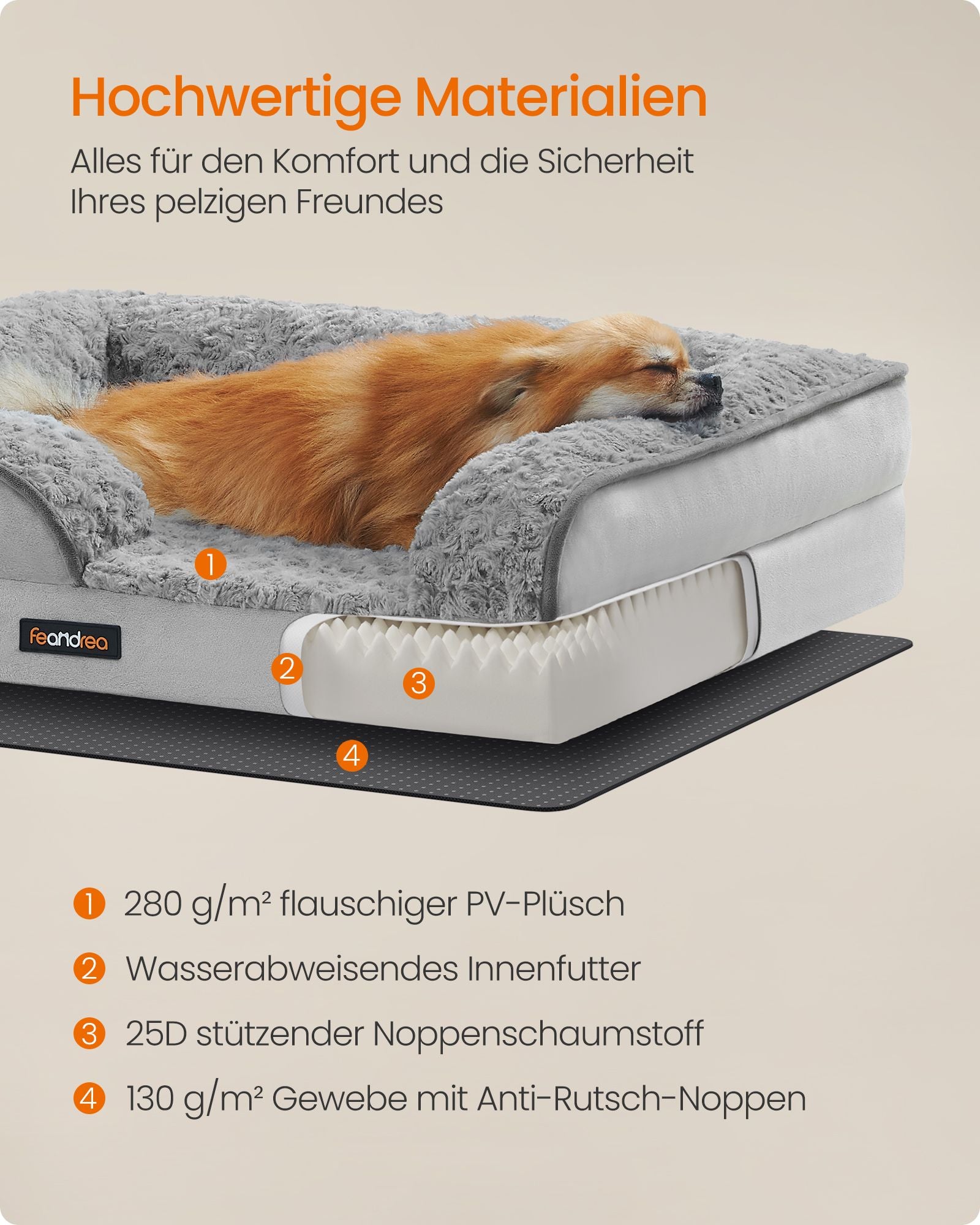 Orthopedisch Hondenbed – Pluche Hoes – Duifgrijs