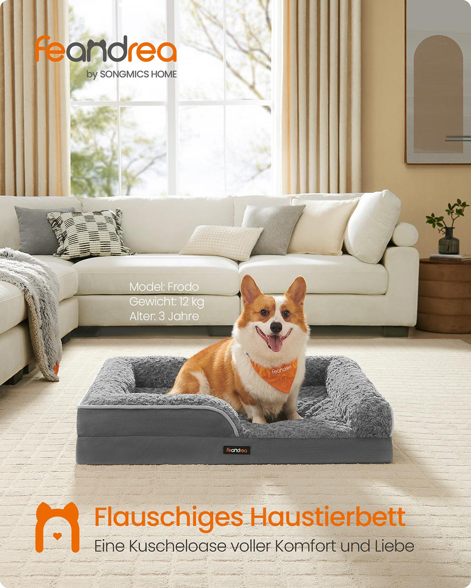 Orthopedisch hondenbed – Pluche hoes – Leigrijs
