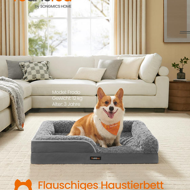 Orthopedisch hondenbed – Pluche hoes – Leigrijs