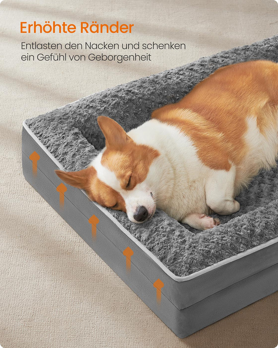 Orthopedisch hondenbed – Pluche hoes – Leigrijs