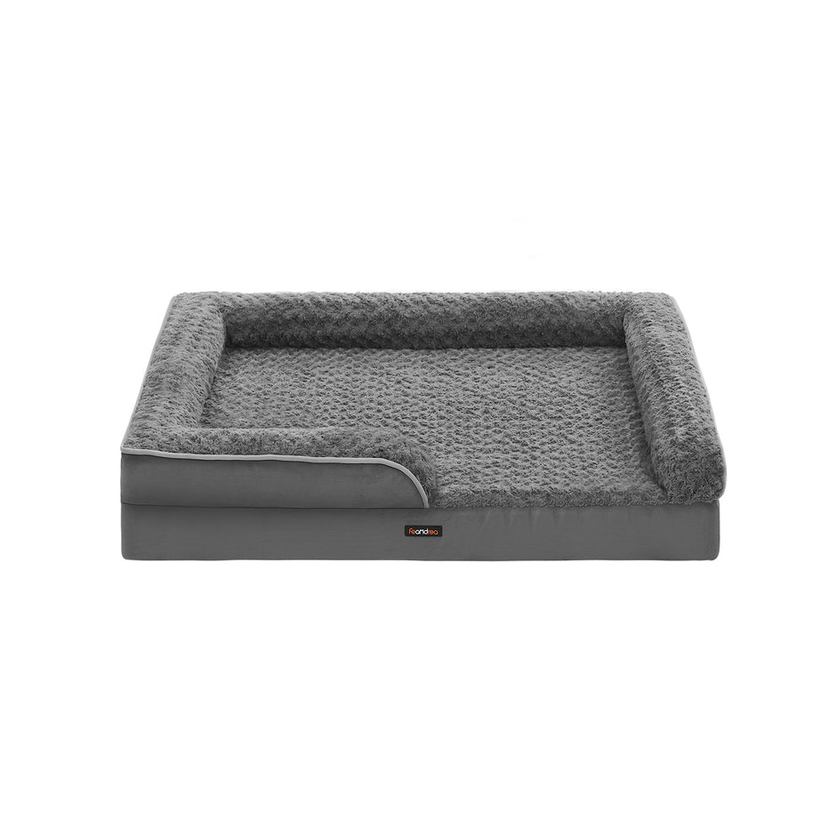 Orthopedisch Hondenbed – Pluche Bekleding – Leigrijs