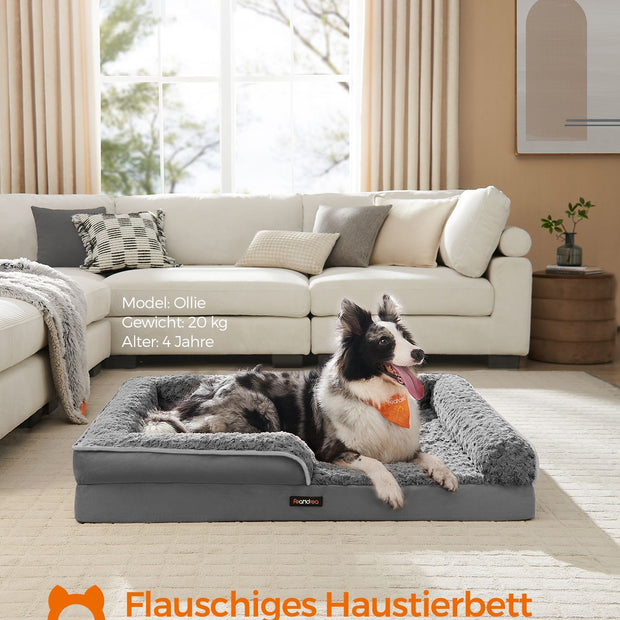 Orthopedisch Hondenbed – Pluche Bekleding – Leigrijs