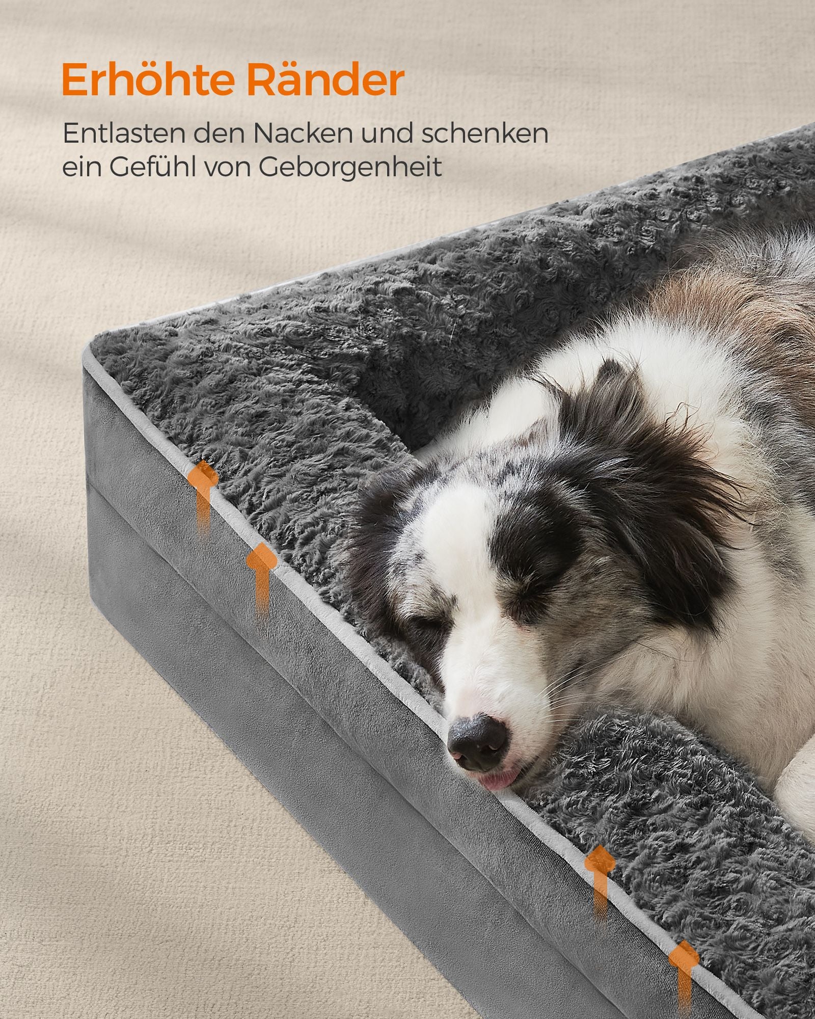 Orthopedisch Hondenbed – Pluche Bekleding – Leigrijs