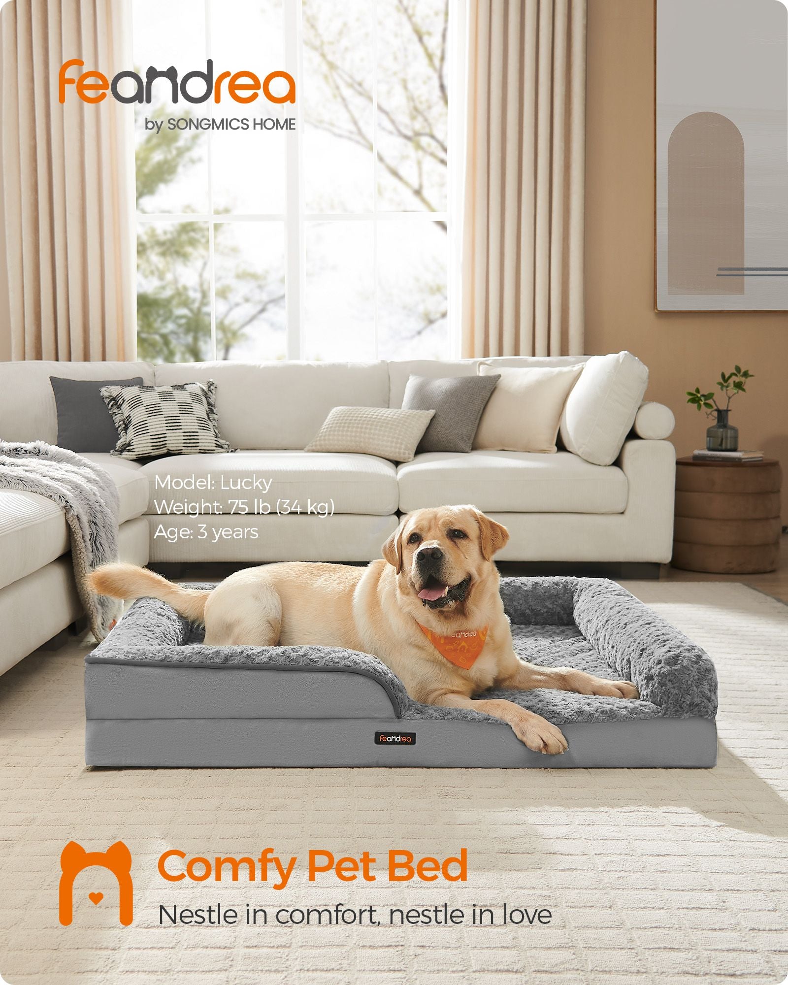 Orthopedisch Hondenbed – Groot Formaat – Duifgrijs