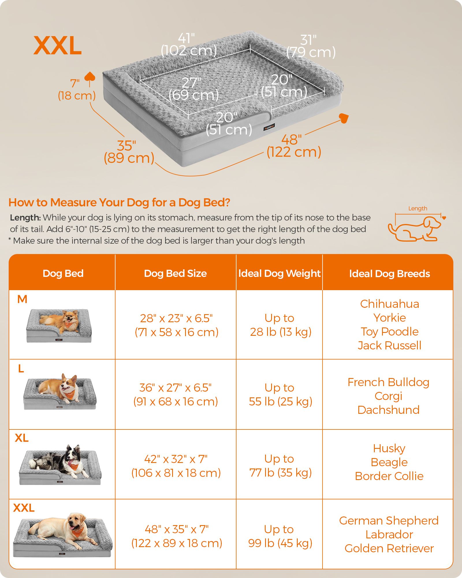 Orthopedisch Hondenbed – Groot Formaat – Duifgrijs