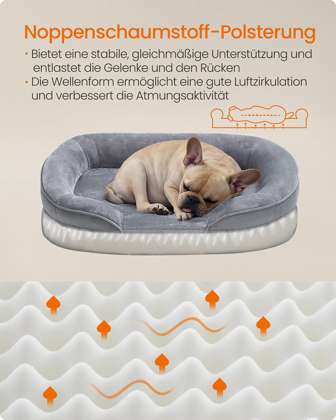 Hondenbed – Opstaande Randen – Flanel – Lichtgrijs