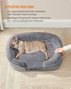 Hondenbed – Opstaande Randen – Flanel – Lichtgrijs