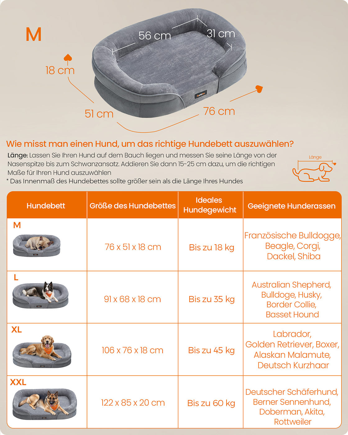Hondenbed – Opstaande Randen – Flanel – Lichtgrijs