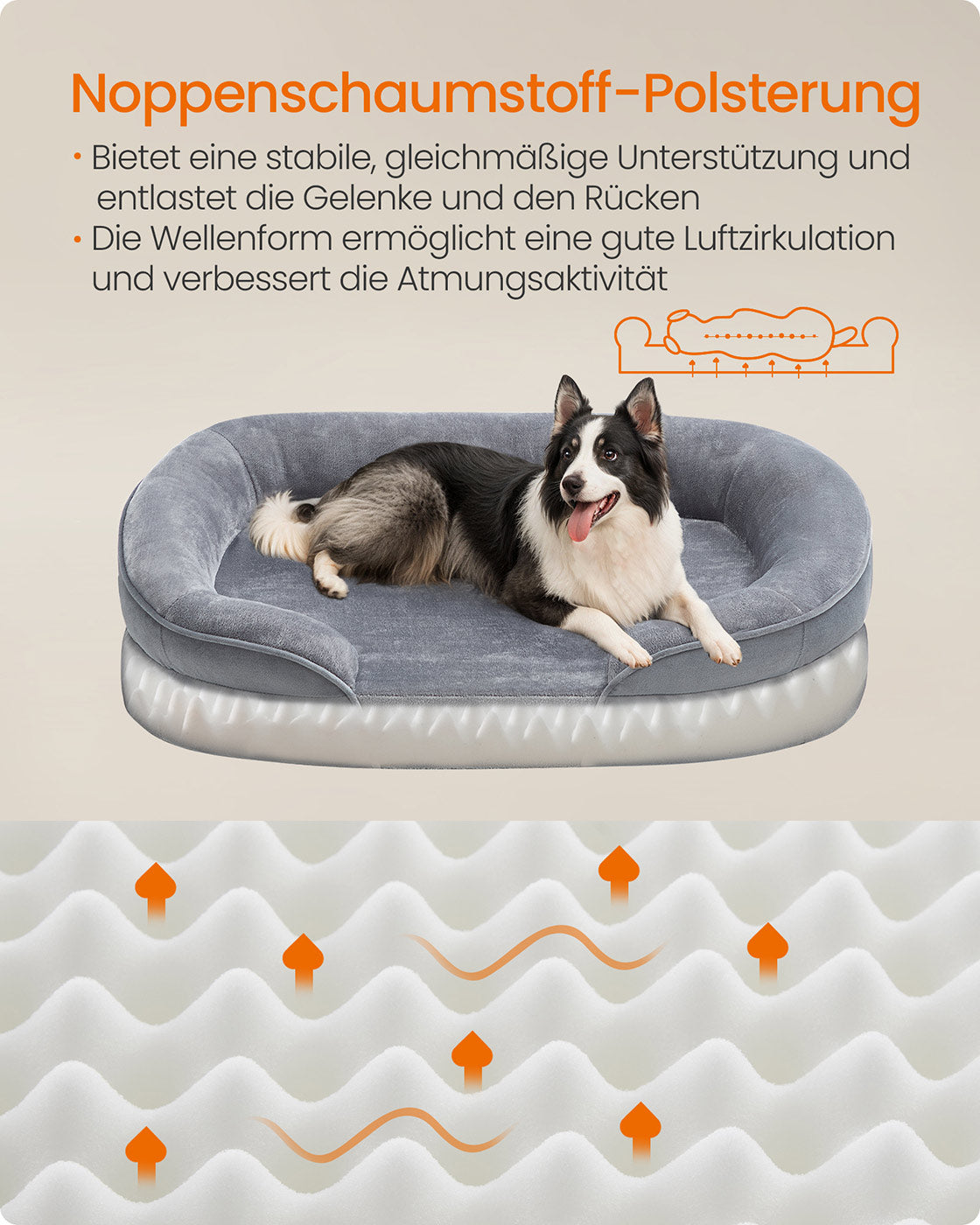 Hondenbed – Opstaande Randen – Flanel en Fluweel – Lichtgrijs