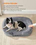 Hondenbed – Opstaande Randen – Flanel en Fluweel – Lichtgrijs