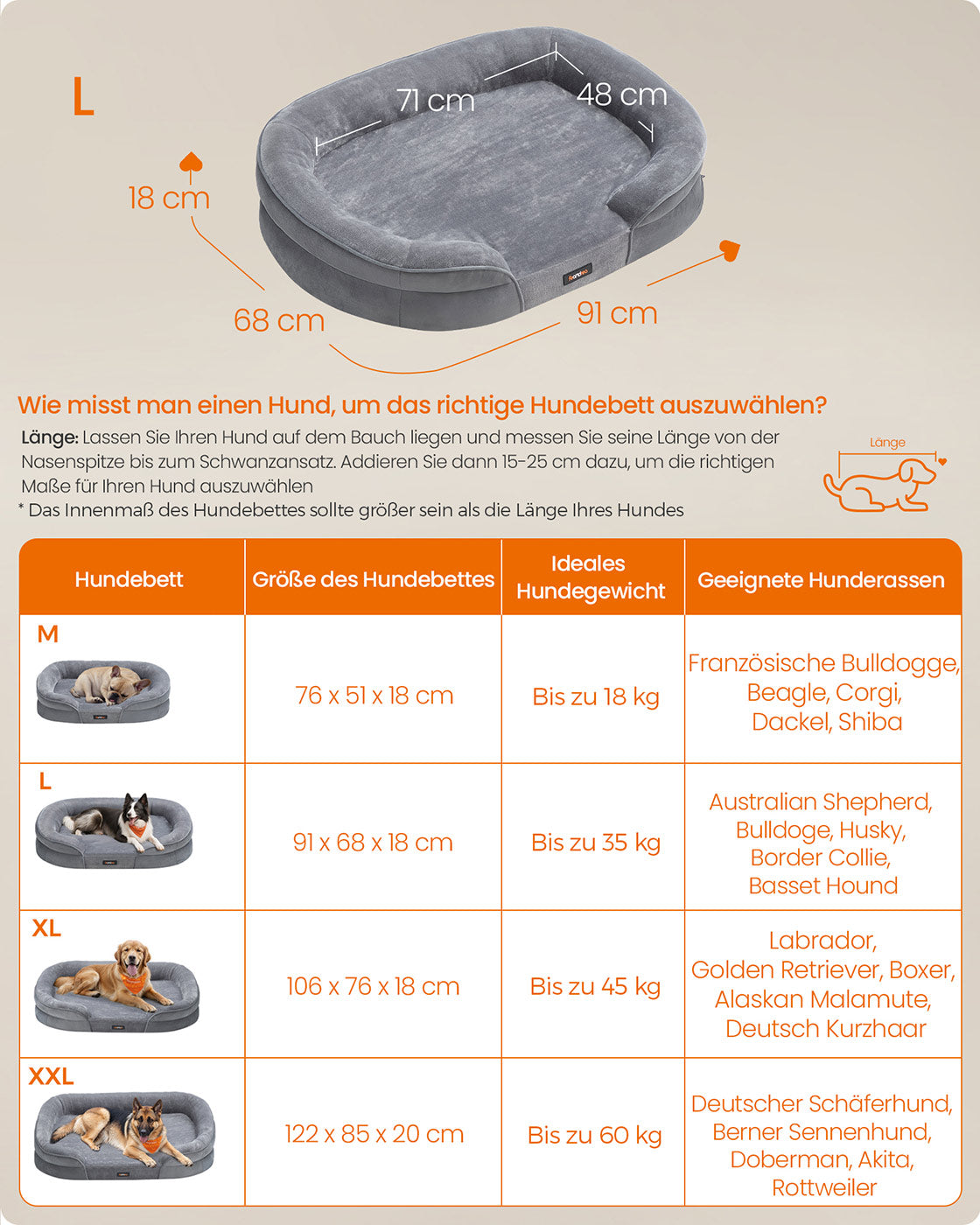 Hondenbed – Opstaande Randen – Flanel en Fluweel – Lichtgrijs