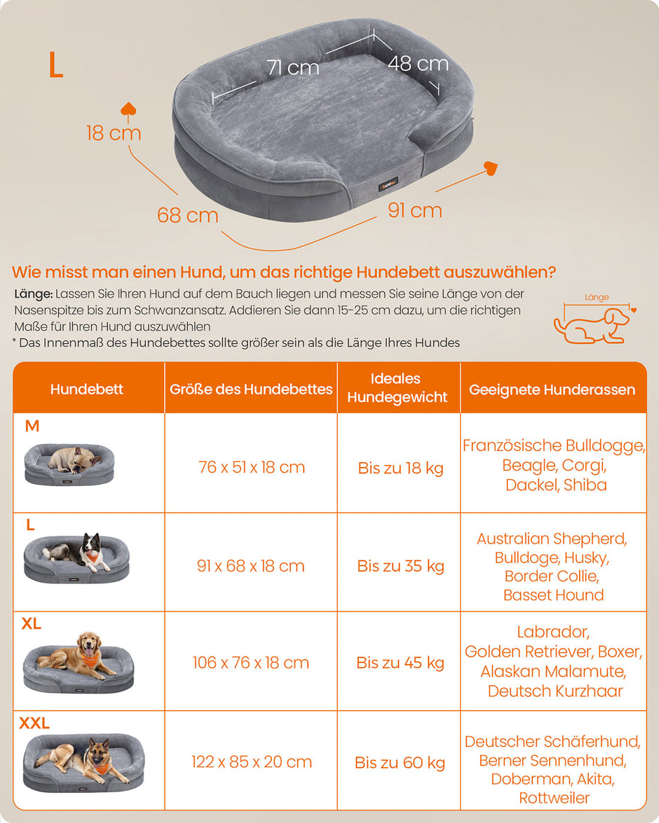Hondenbed – Opstaande Randen – Flanel en Fluweel – Lichtgrijs