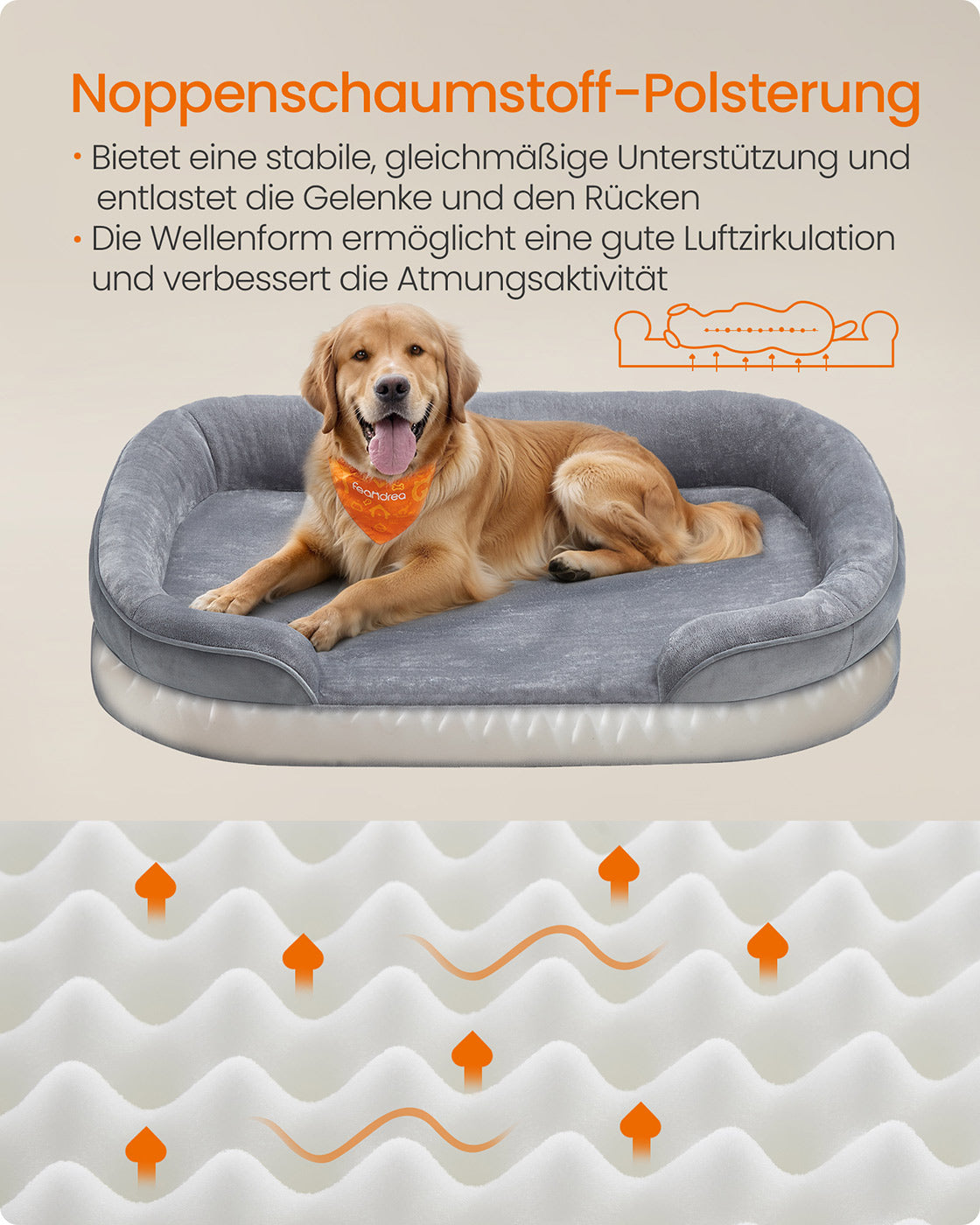 Hondenbed – Opstaande Randen – Flanel en Fluweel – Lichtgrijs