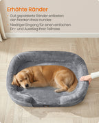 Hondenbed – Opstaande Randen – Flanel en Fluweel – Lichtgrijs