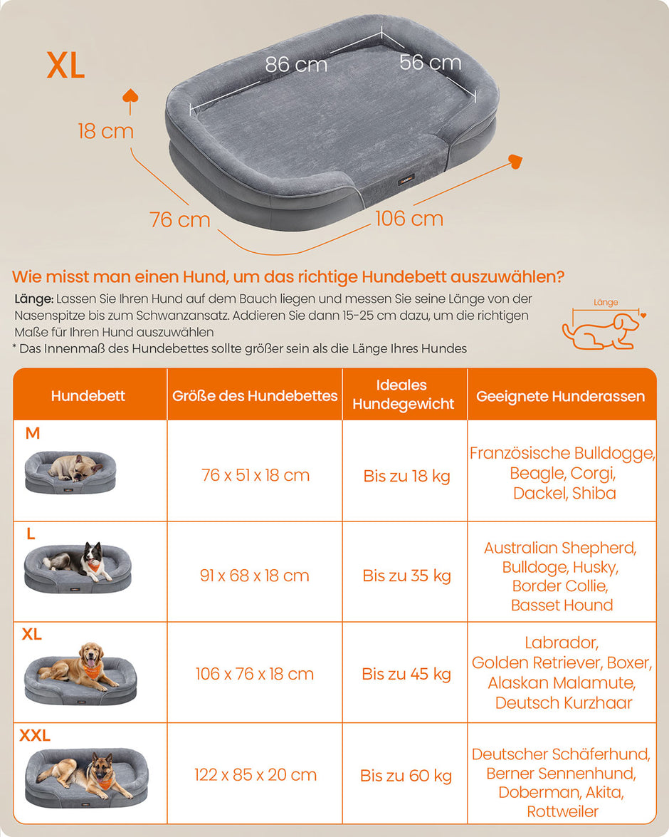 Hondenbed – Opstaande Randen – Flanel en Fluweel – Lichtgrijs
