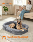 Hondenbed – Opstaande Randen – Flanel en Fluweel – Lichtgrijs