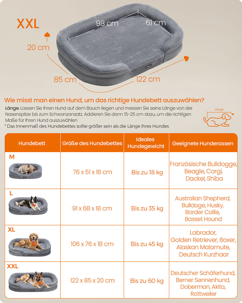 Hondenbed – Opstaande Randen – Flanel en Fluweel – Lichtgrijs