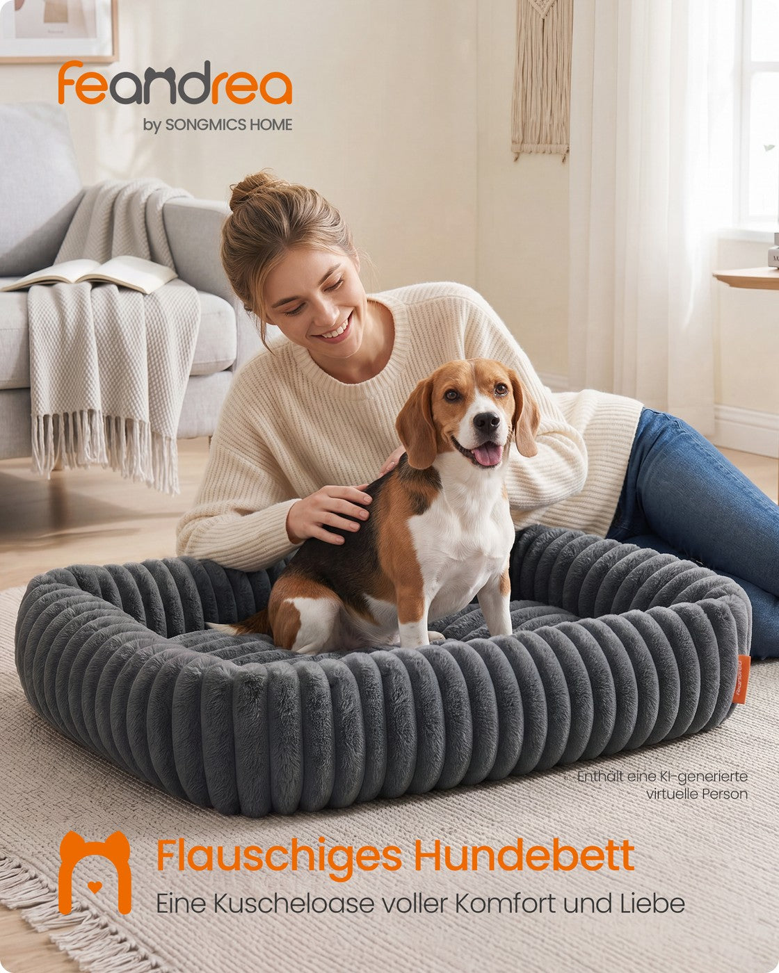 Orthopedische Hondenmat - 91 x 68 cm - Wasbaar - Zacht Pluche - Loodgrijs