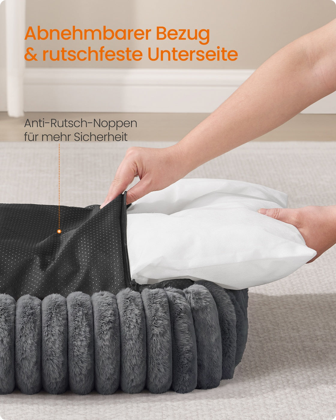 Orthopedische Hondenmat - 91 x 68 cm - Wasbaar - Zacht Pluche - Loodgrijs