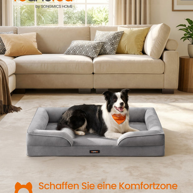 Orthopedisch Hondenbed - 104 x 69 cm - Verhoogde Rand - Wasbare Hoes - Duifgrijs