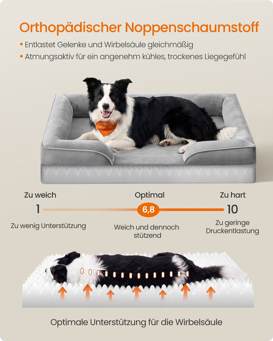 Orthopedisch Hondenbed - 104 x 69 cm - Verhoogde Rand - Wasbare Hoes - Duifgrijs