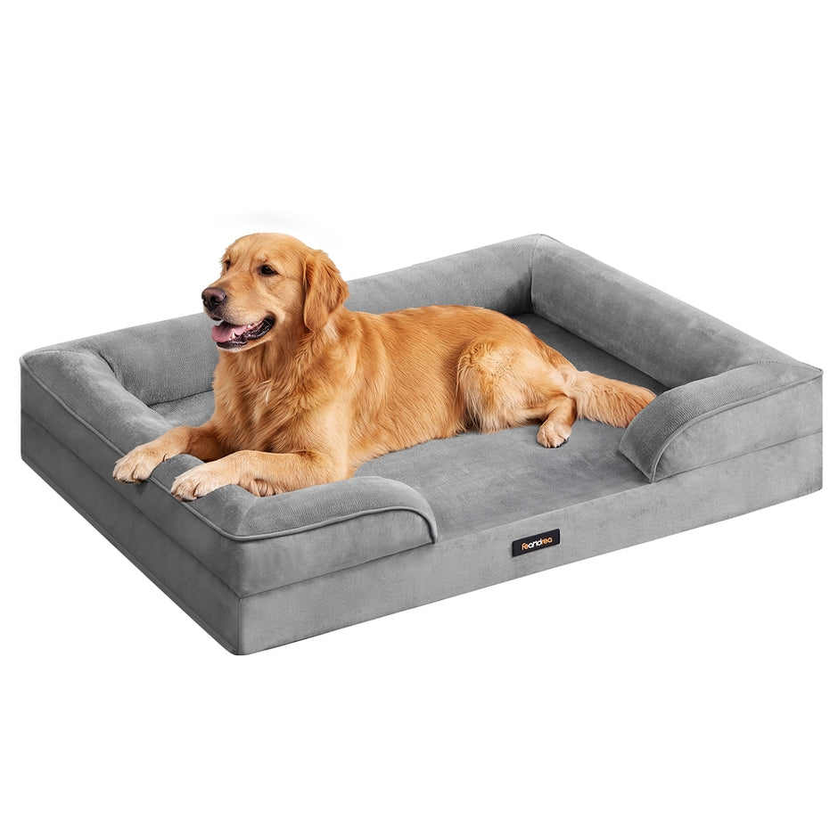Orthopedisch Hondenbed - 112 x 81 cm - Verhoogde Rand - Wasbare Hoes - Grijs