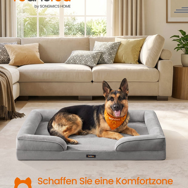Orthopedisch Hondenbed - 122 x 85 cm - Verhoogde Rand - Wasbare Hoes - Duifgrijs