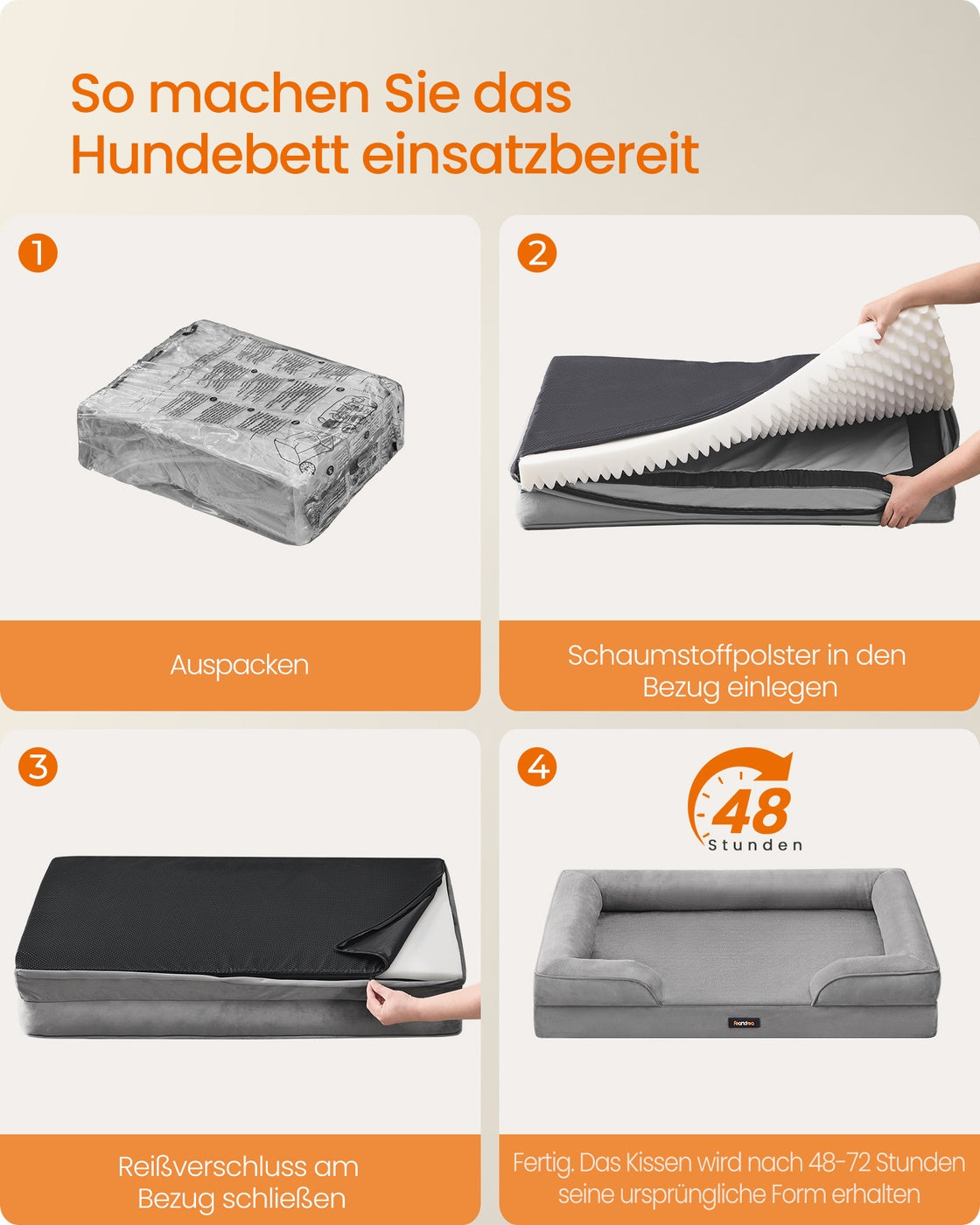 Orthopedisch Hondenbed - 122 x 85 cm - Verhoogde Rand - Wasbare Hoes - Duifgrijs