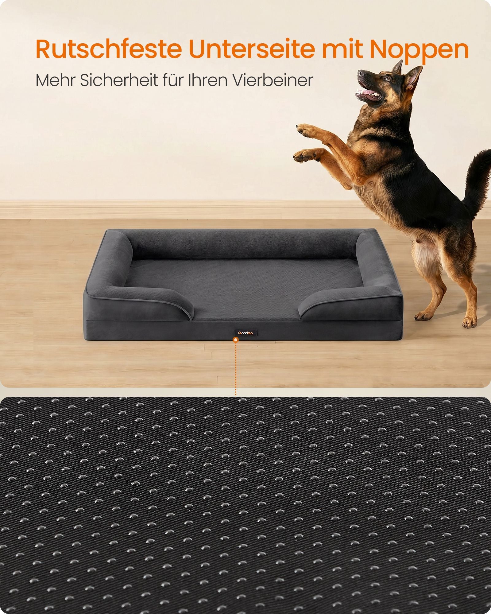 Hondenmand - Orthopedisch en Wasbaar - Met Verhoogde Randen - Donkergrijs - 122 x 85 x 17 cm