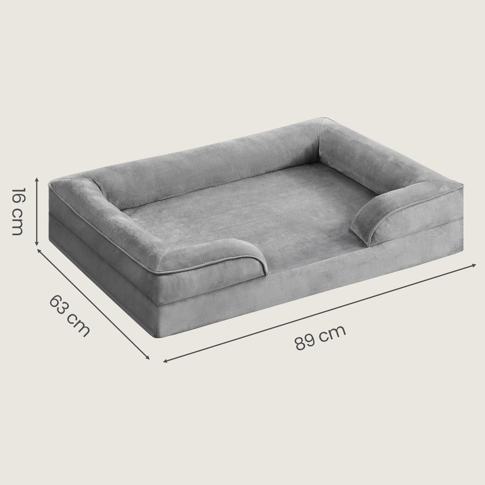 Orthopedisch Hondenbed - Maat L - Verhoogde Rand - Wasbare Hoes - Lichtgrijs
