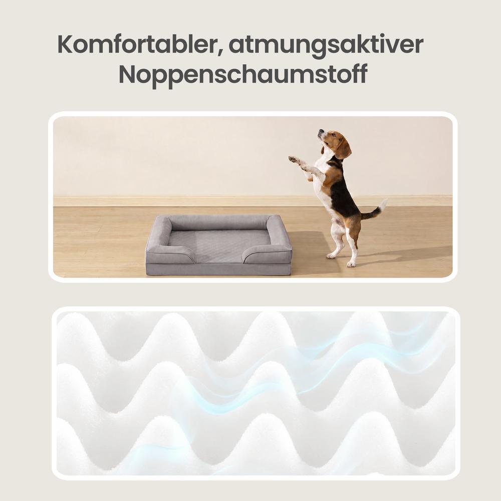 Orthopedisch Hondenbed - Maat L - Verhoogde Rand - Wasbare Hoes - Lichtgrijs