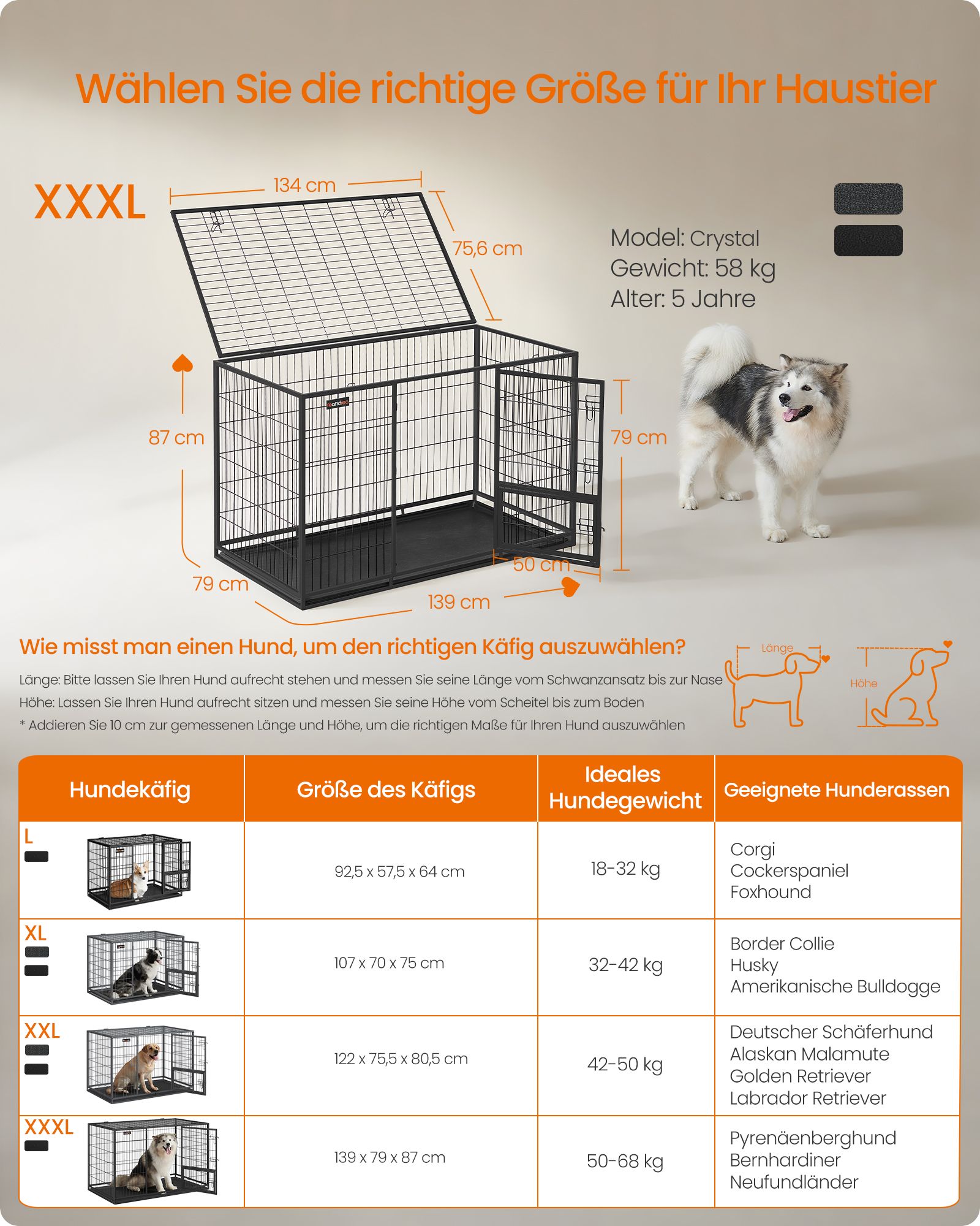 Hondenkooi – Staal – Zware uitvoering – inktzwart