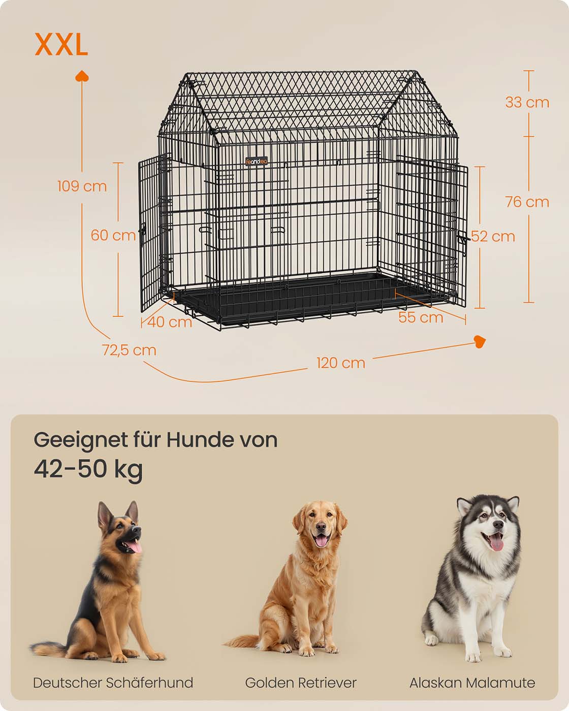 Hondenkooi – Opvouwbaar – Dubbele Deur – Voor Grote Honden